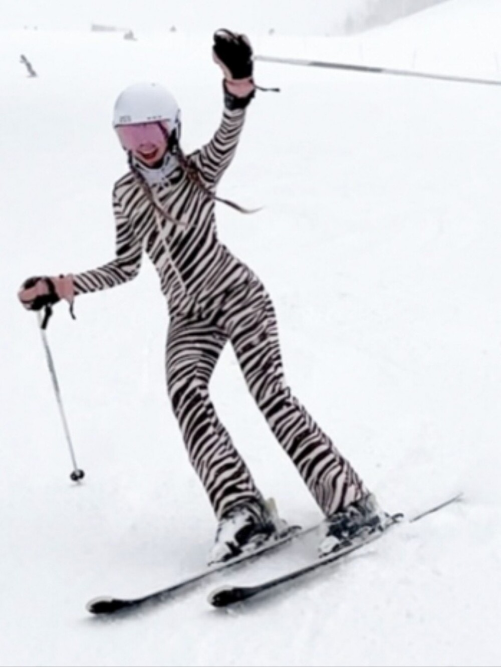 Cynthia Rowley Black and White Zebra-Print Wide-Leg Jumpsuit with Pink Accents